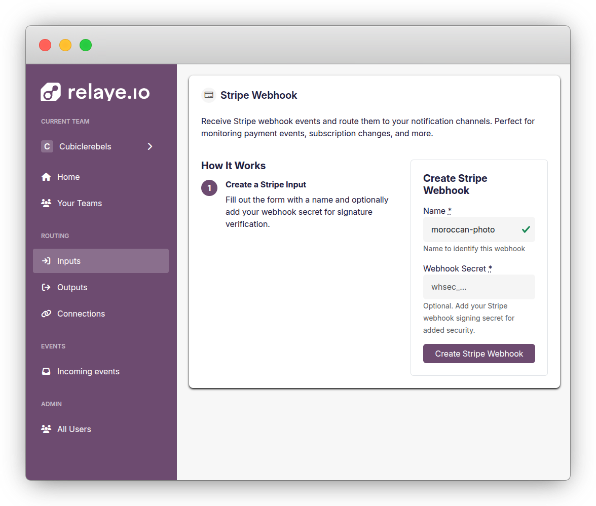 New Stripe Input Form